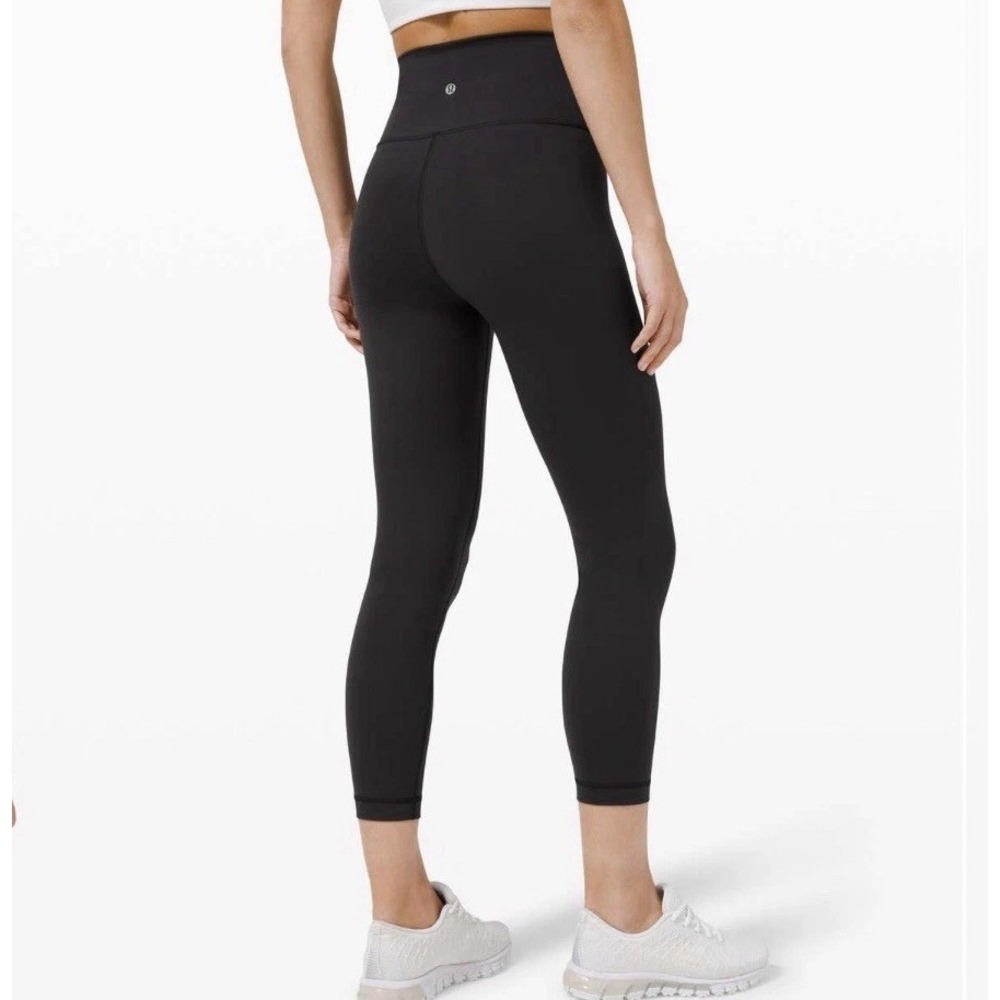 Lululemon Wunder Train High Rise Crop 23" Leggings Black Size 4 Excellent